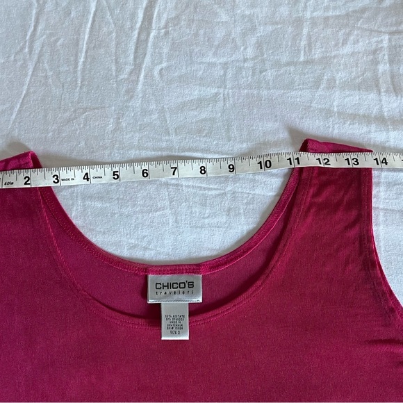 Chico's Travelers Hot Pink Knit Stretch Sleeveless Tank Scoop Neck Top Sz 3/XL - Picture 8 of 11